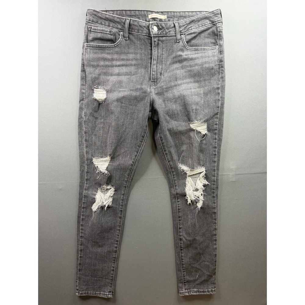 Levi's 721 High Rise Skinny Jeans Womens Gray Distressed Ripped 32x30